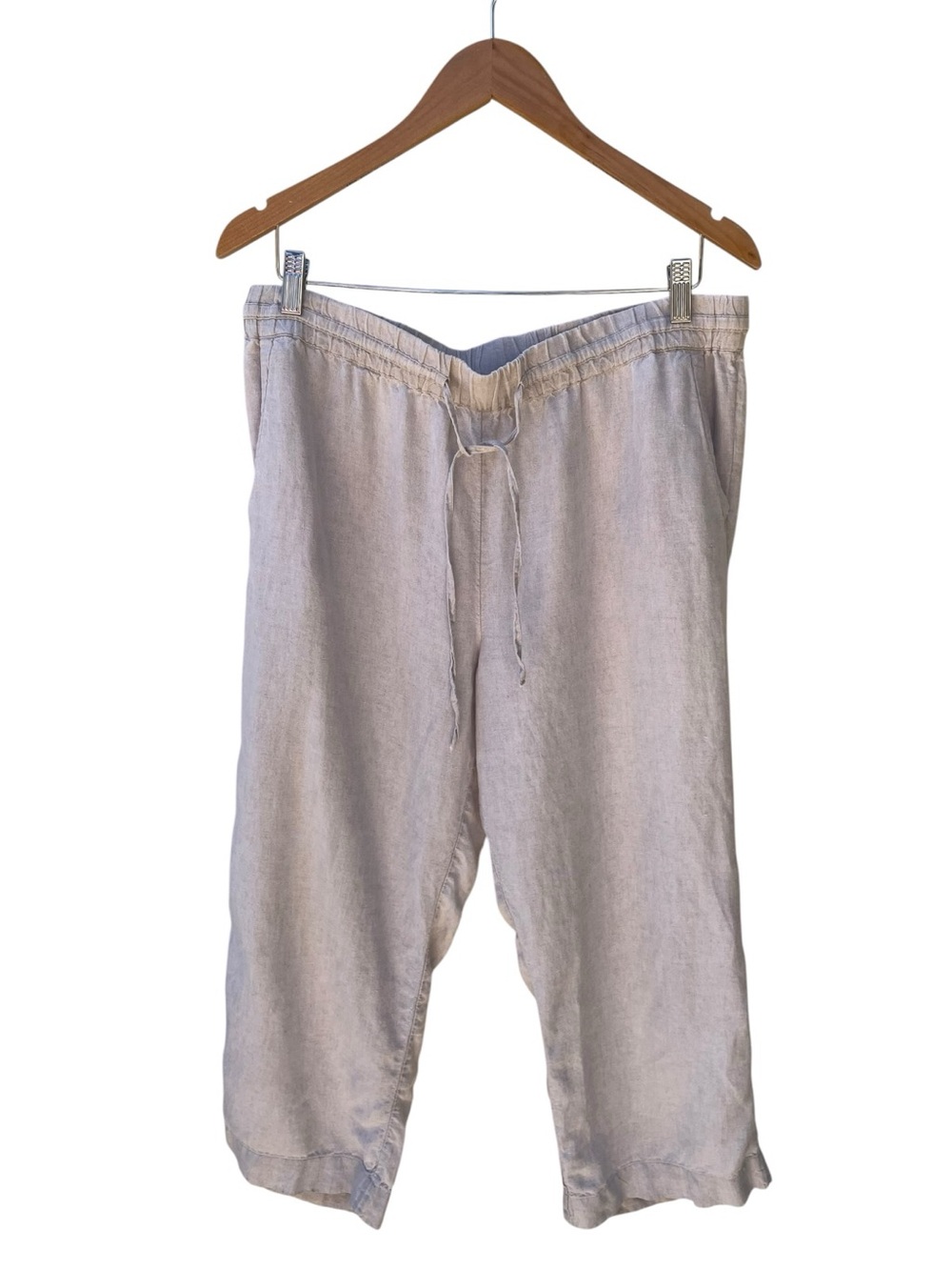 Charter Club Light Beige Drawstring Linen-Blend Joggers Sz Large